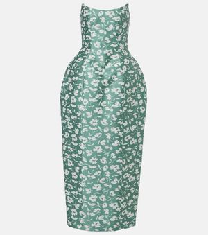 Markarian Vestido Corse De Fiesta Marianne De Brocado Floral - Verde