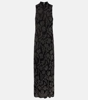 Veronica Beard Sylven Beaded Georgette Maxi Dress - Black