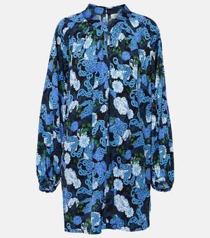 Diane von Furstenberg Bedrucktes Minikleid Silka Aus Satin - Blau