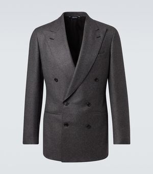 Saman Amel Double-Breasted Wool Suit Jacket - Black