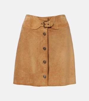 Etro Belted Suede Miniskirt - Brown
