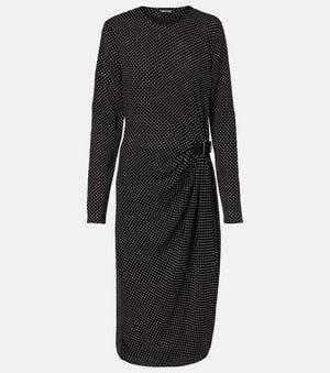 Tom Ford Polka-Dot Silk Midi Dress - Black