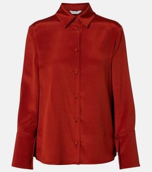 Max Mara Mxpvoliera Silk-Blend Satin Shirt - Red