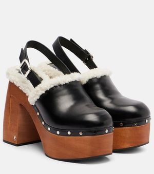 Jimmy Choo Alida 135 Leather Platform Clogs - Black