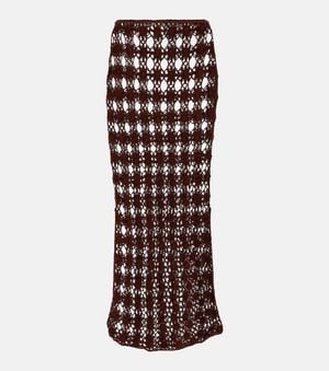 Anna Kosturova Bella Crochet Cotton Maxi Skirt - Brown