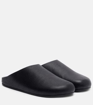 The Row Hudson Leather Mules - Grey