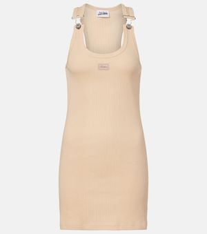 Jean Paul Gaultier Vestido Corto Acanalado De Algodon - Neutro