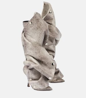 Y. Project Snap Faux Leather Knee-High Boots - Grey