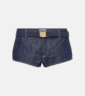 Miu Miu Low-Rise Slim Denim Shorts - Blue
