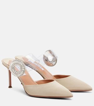 Aquazzura Mules Crystal Hoop De Pvc Adornados - Blanco