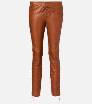 Isabel Marant Schmale Hose Cyerra Aus Leder - Braun