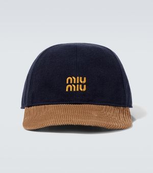 Miu Miu Baseballcap Aus Denim Und Cord - Blau