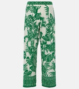 Velvet Iris High-Rise Straight Pants - Green