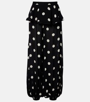 Adriana Degreas Solid Peplum Polka-Dot Balloon Pants - Black