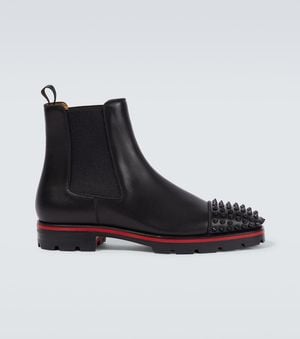 Christian Louboutin Melon Spikes Leather Chelsea Boots - Black