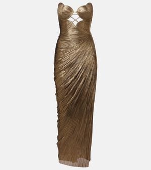 Maria Lucia Hohan Robe Longue Amisha En Tulle De Soie - Marron