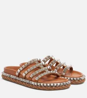 Christian Louboutin Verzierte Pantoletten Pyra Hallulila Aus Leder - Braun