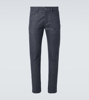Loro Piana Jean Droit A Taille Mi-Haute - Bleu