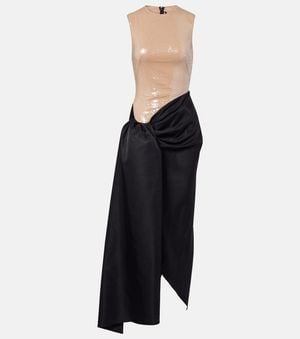 David Koma Sequined Draped Maxi Dress - Black
