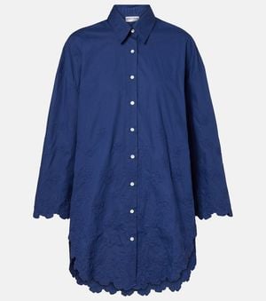 Juliet Dunn Chemise Brodee En Coton A Fleurs - Bleu