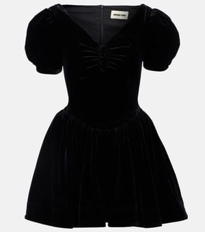 ShuShu/Tong Puff-Sleeve Velvet Minidress - Black