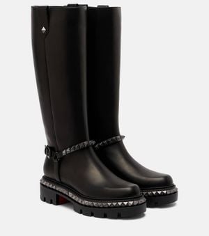Christian Louboutin Marinetta Pyraclou Leather Knee-High Boots - Black