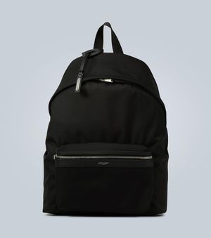 Saint Laurent Mochila City De Lona, Nylon Y Piel - Negro