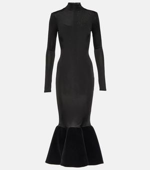 David Koma Flounced Jersey Midi Dress - Black