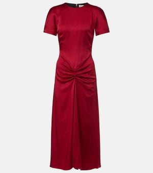 Victoria Beckham Gathered Satin Midi Dress