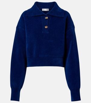 Victoria Beckham Sudadera Cropped De Terciopelo - Azul