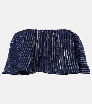 Adriana Degreas Sequined Cropped Top - Blue