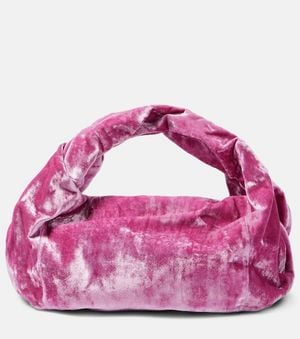 Dries Van Noten Twist Small Velvet Shoulder Bag - Purple