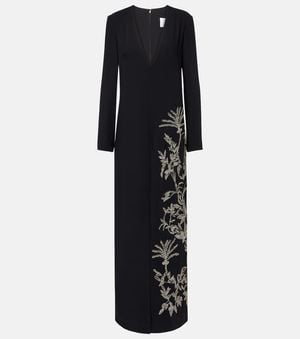 Costarellos Vita Beaded Crepe Gown - Black