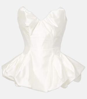 Vivienne Westwood Raven Strapless Gathered Satin Bustier Top - White