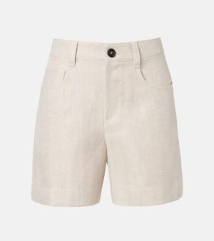 Brunello Cucinelli Bermuda A Taille Mi-Haute En Lin Et Coton - Blanc