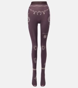 Marine Serre Printed Jersey Tights - Purple