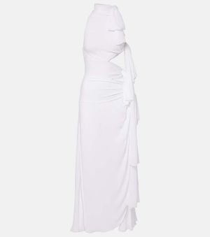 Alaïa Maxikleid Aus Georgette - Weiß