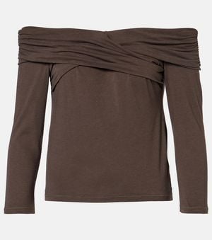 Velvet Clarissa Off-Shoulder Cotton-Blend Top - Brown