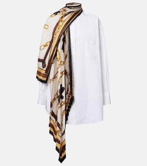 Acne Studios Dasca Scarf-Detail Cotton Poplin Shirt Dress - White