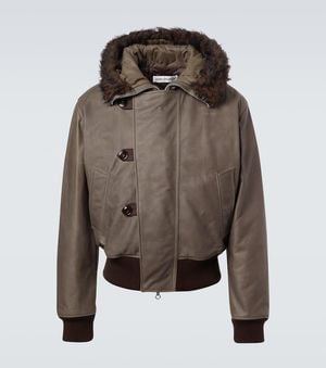 Our Legacy Lederjacke Compel Mit Shearling - Braun