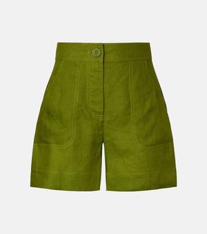 Eres Correct High-Rise Linen Shorts - Green