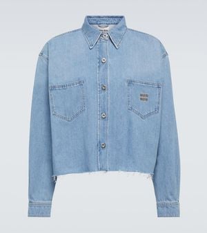 Miu Miu Cropped Denim Shirt - Blue