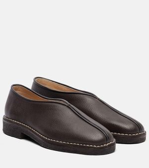 Lemaire Piped Leather Loafers - Brown