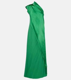 ‎Taller Marmo Berenson One-Shoulder Satin Gown - Green