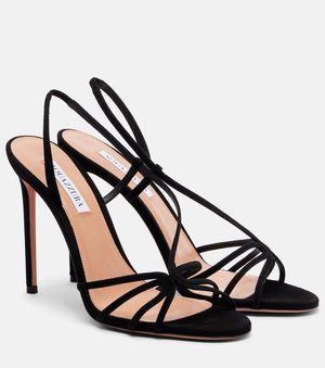 Aquazzura Sandalen Talk To Me 105 Aus Veloursleder - Schwarz