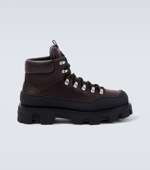 Moncler Schnuerstiefel Peak Trek Aus Leder - Schwarz