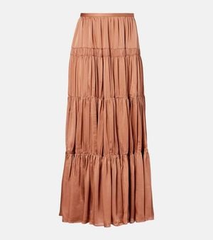 Ulla Johnson Jupe Longue Gaelle En Satin De Soie - Orange