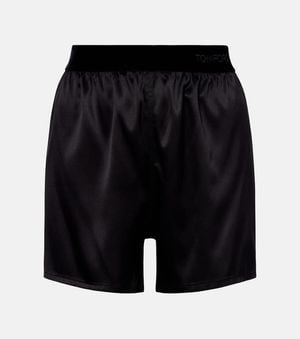 Tom Ford High-Rise Silk-Blend Satin Shorts - Black