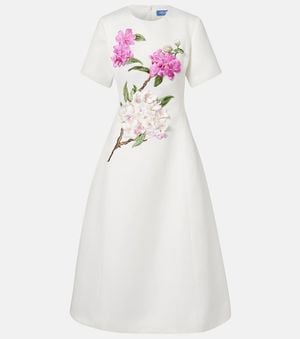 LEO LIN Caroline Floral-Applique Midi Dress - White