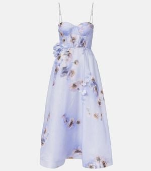Zimmermann Lilac Linen And Silk Dress - Blue